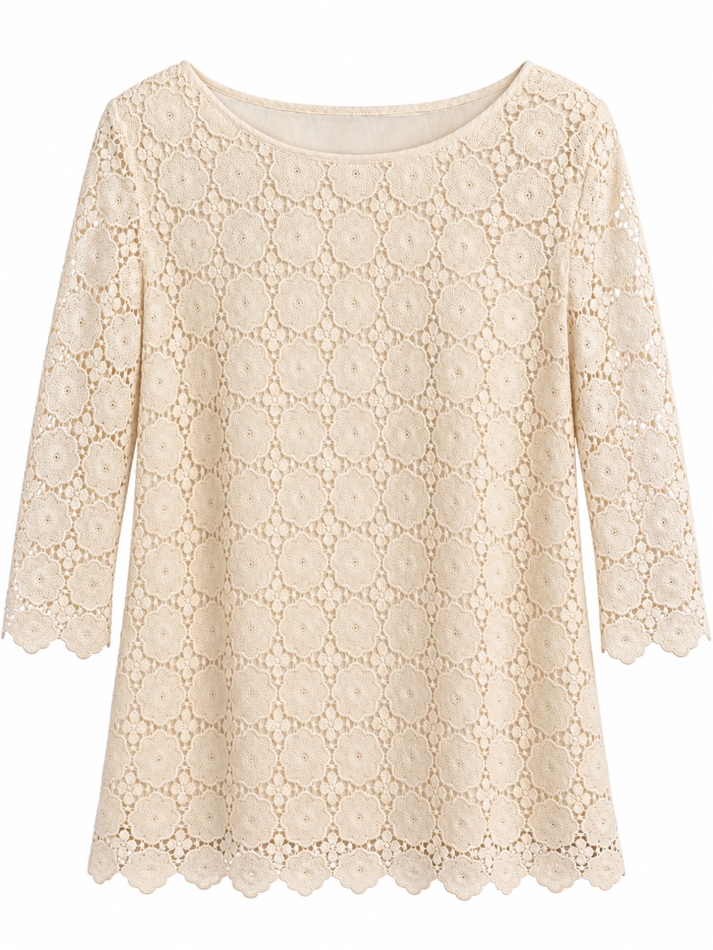 Talbots Woman Petites Ivory Floral Crochet Lace Tunic Top 18WP - Picture 4 of 5